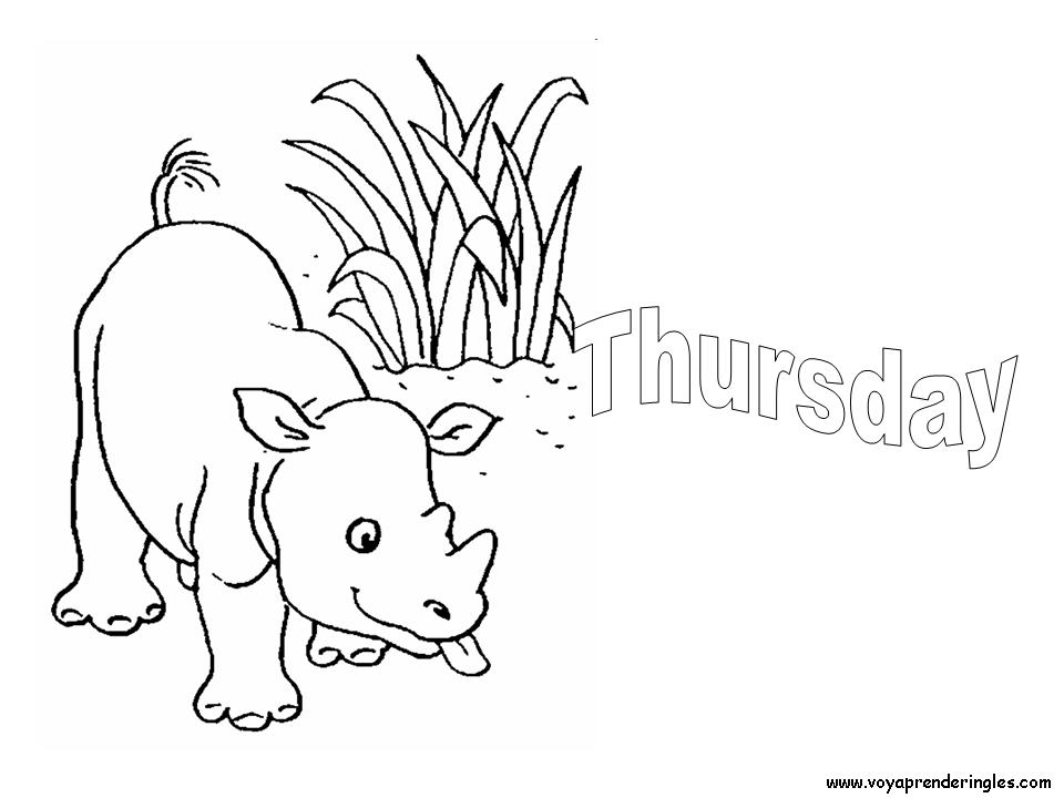 Thursday - Dibujos días de la Semana para Colorear en Inglés