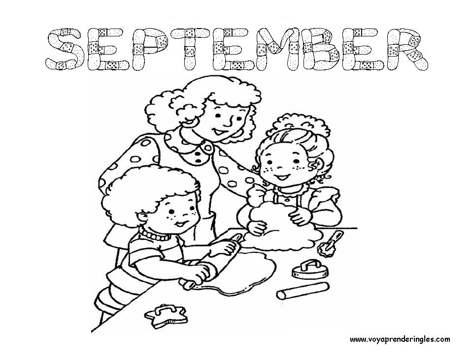 September - Dibujos Profesiones para Colorear en Inglés