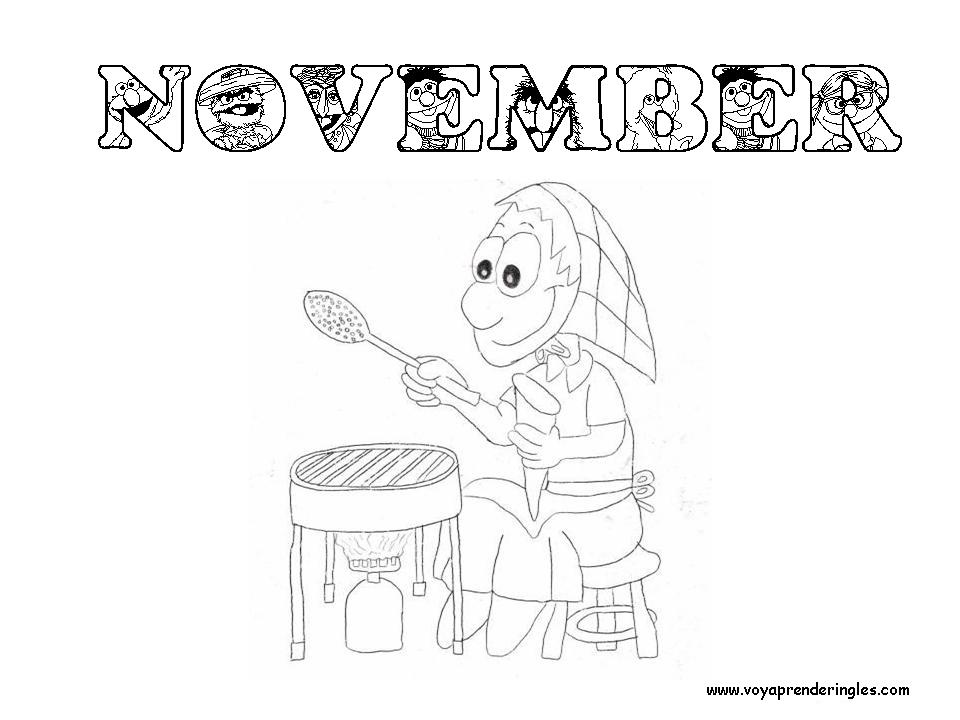 November - Dibujos Profesiones para Colorear en Inglés