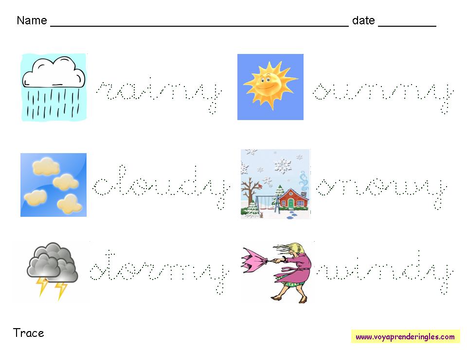 Worksheets Weather 02 - Fichas en Inglés el Clima