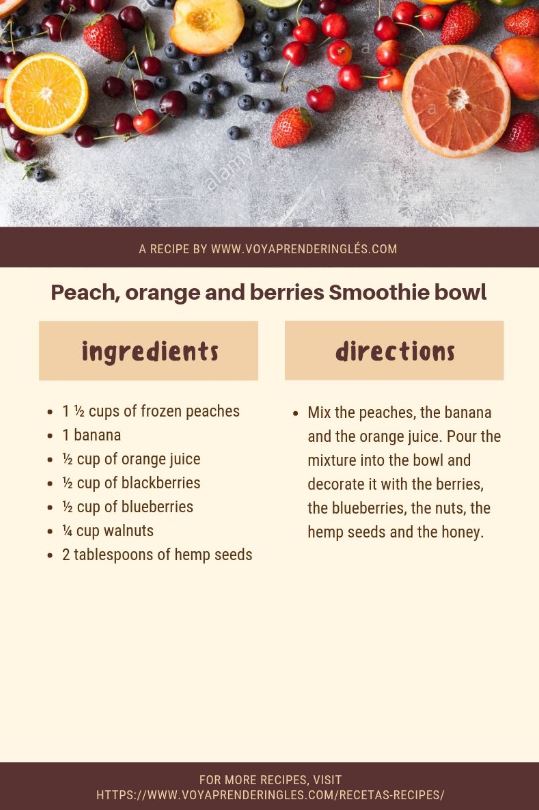 smoothie bowl peach orange berries