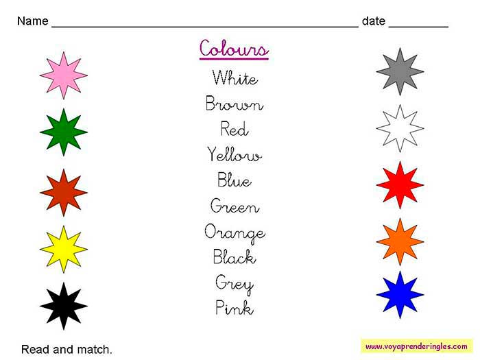 Worksheets The Colors 01 - Fichas en Inglés los Colores