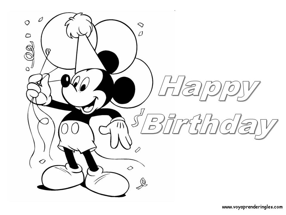 Happy Birthday - Dibujos cumpleaños Colorear en Inglés