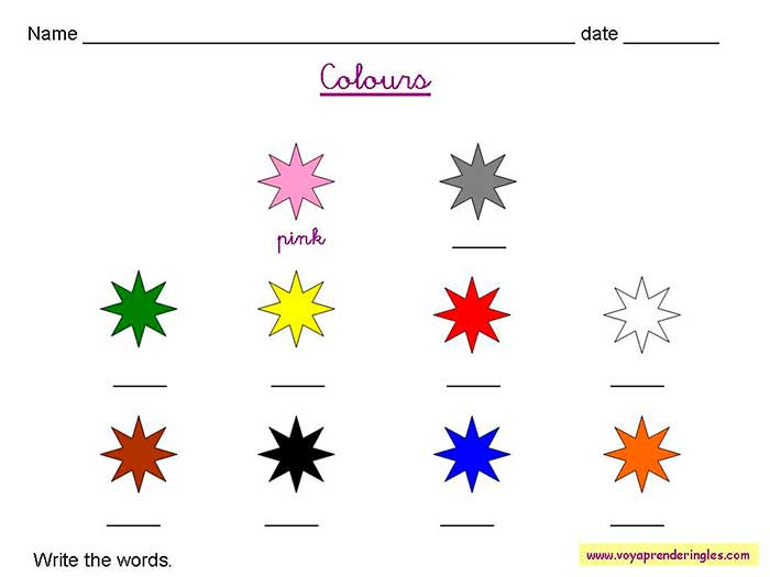 Láminas para Colorear en Inglés Colores