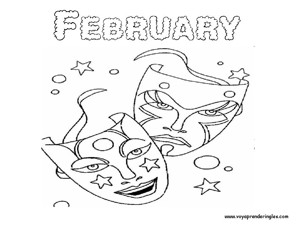 February - Dibujos Profesiones para Colorear en Inglés
