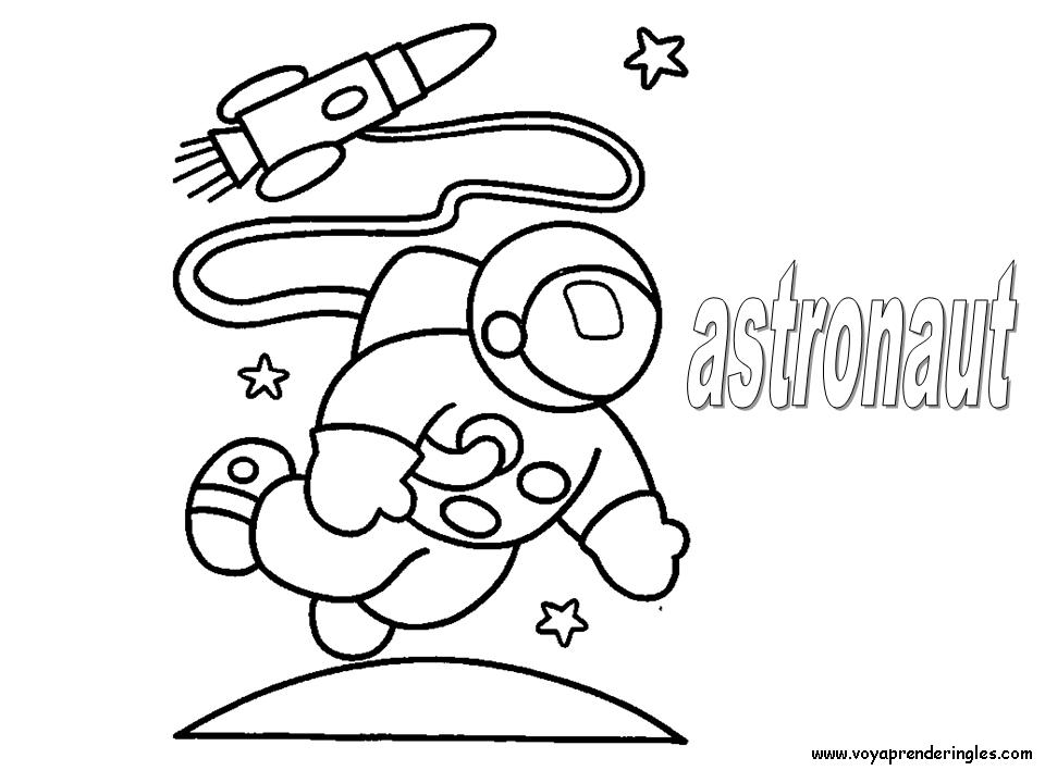 Astronaut - Dibujos Profesiones para Colorear en Inglés