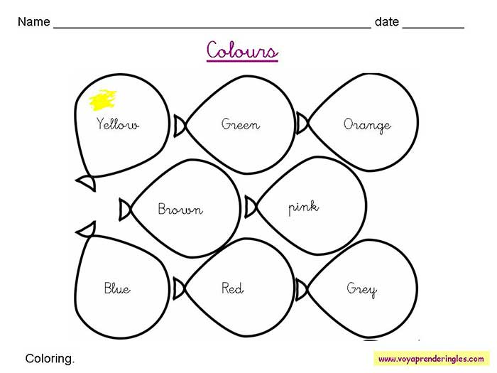 Láminas para Colorear en Inglés Colores