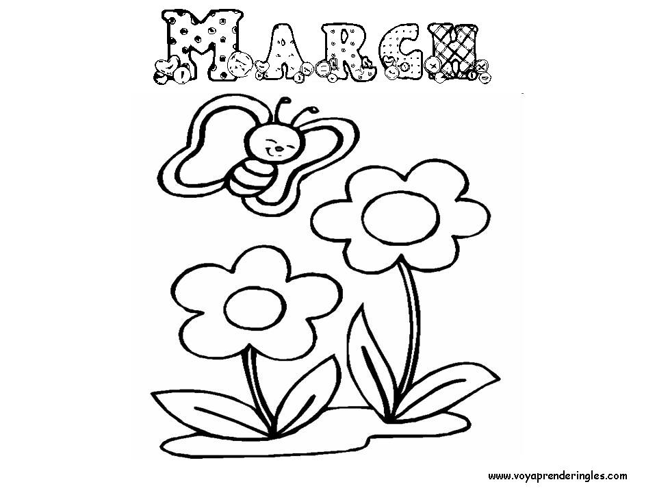 March - Dibujos Meses del año para Colorear en Inglés - Voy Aprender Inglés