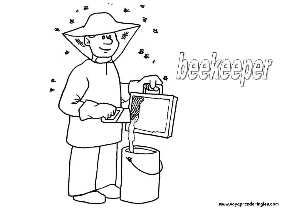 Beekeeper - Dibujos Profesiones para Colorear en Inglés