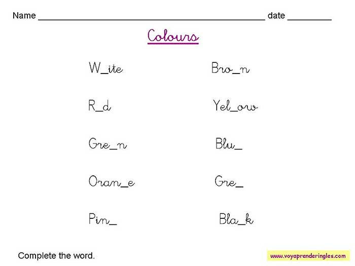 Worksheets The Colors 05 - Fichas en Inglés los Colores