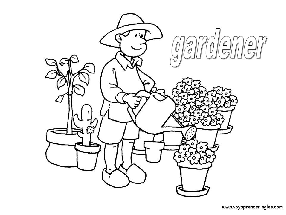 Gardener - Dibujos Profesiones para Colorear en Inglés
