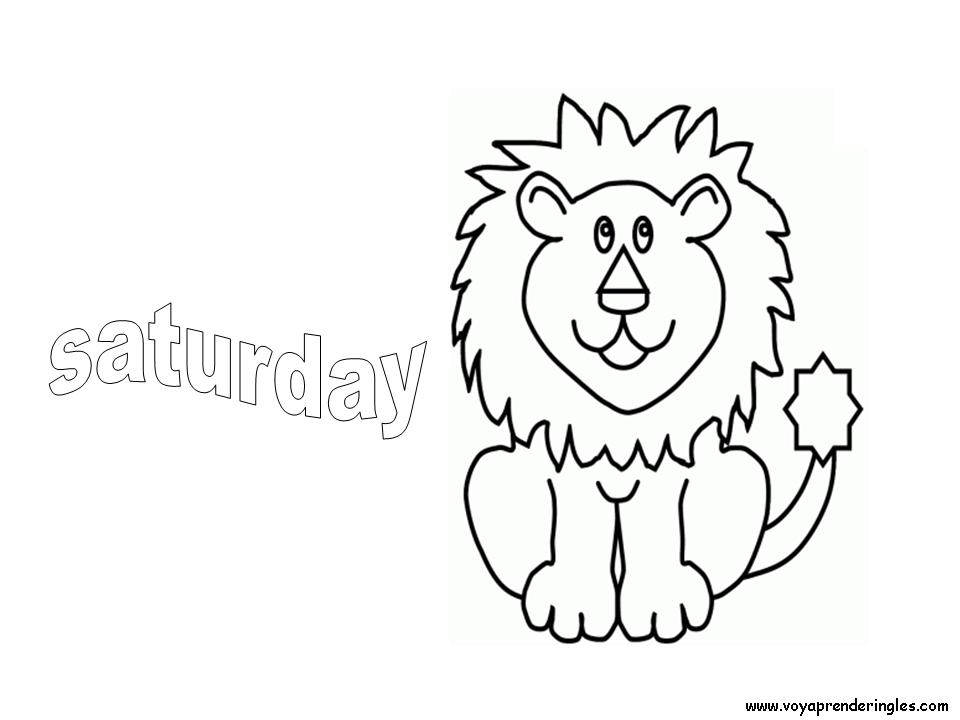 Saturday - Dibujos días de la Semana para Colorear en Inglés