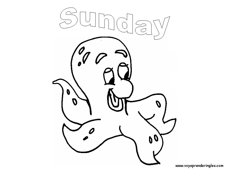 Sunday - Dibujos días de la Semana para Colorear en Inglés