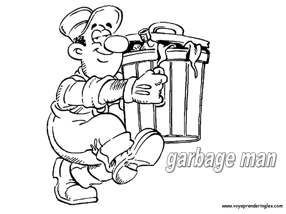 Garbage Man - Dibujos Profesiones para Colorear en Inglés