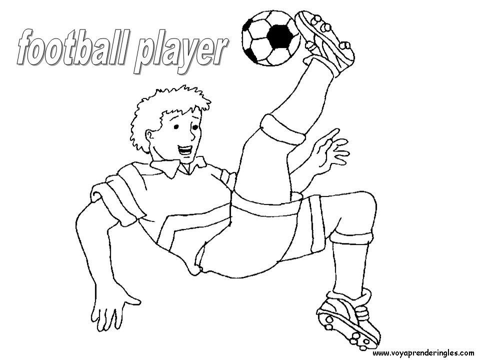 football Player - Dibujos Profesiones para Colorear en Inglés
