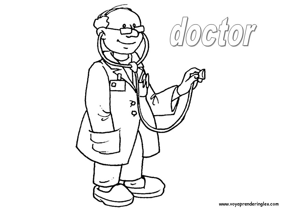 Doctor - Dibujos Profesiones para Colorear en Inglés