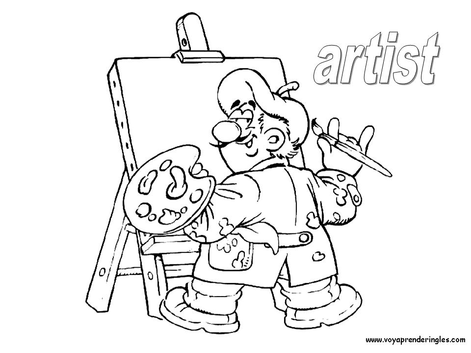 Artist - Dibujos Profesiones para Colorear en Inglés
