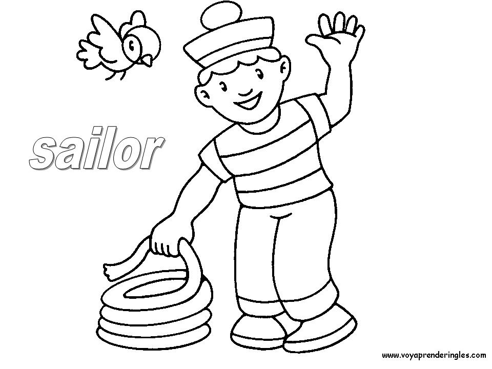 Sailor - Dibujos Profesiones para Colorear en Inglés