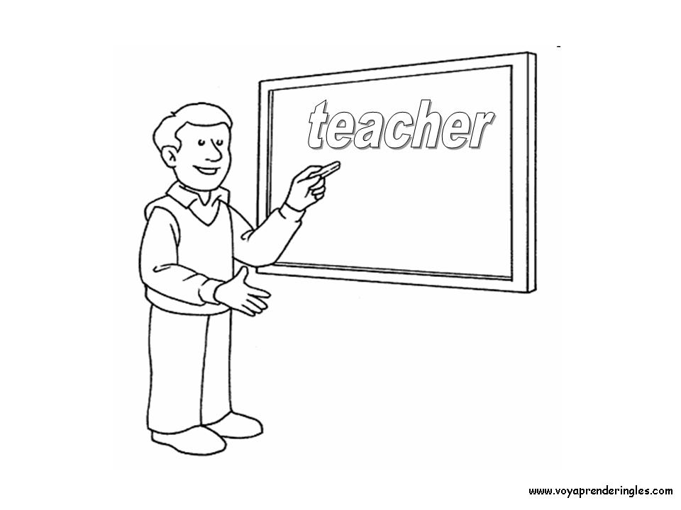 Teacher - Dibujos Profesiones para Colorear en Inglés