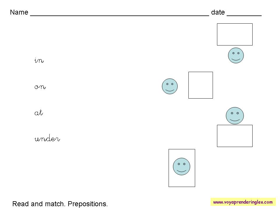 Worksheets Prepositions 01 - Fichas en Inglés las Preposiciones