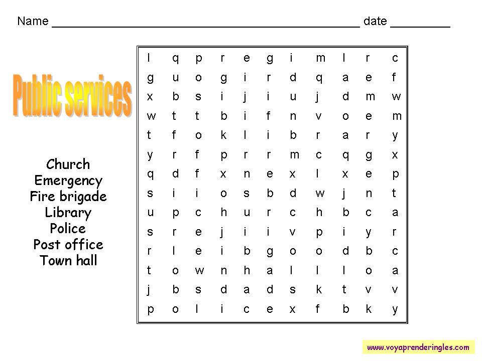 Worksheets Wordsearches 01 - Sopas de Letras en Inglés