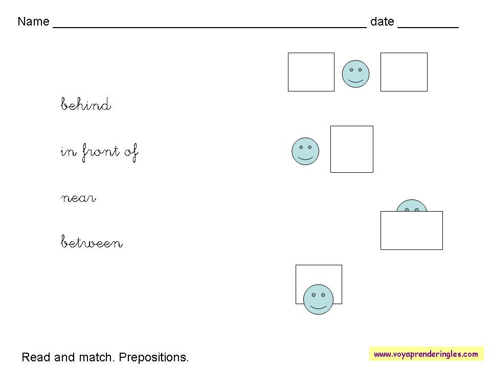 Worksheets Prepositions 02 - Fichas en Inglés las Preposiciones