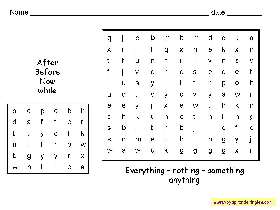 Worksheets Wordsearches 02 - Sopas de Letras en Inglés