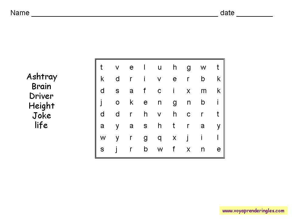 Worksheets Wordsearches 03 - Sopas de Letras en Inglés