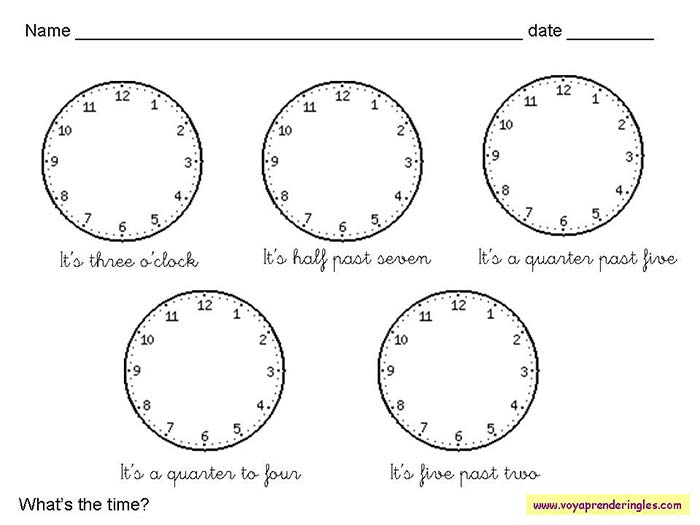 Worksheets The Clock 04 - Fichas Infantiles en Inglés el Reloj