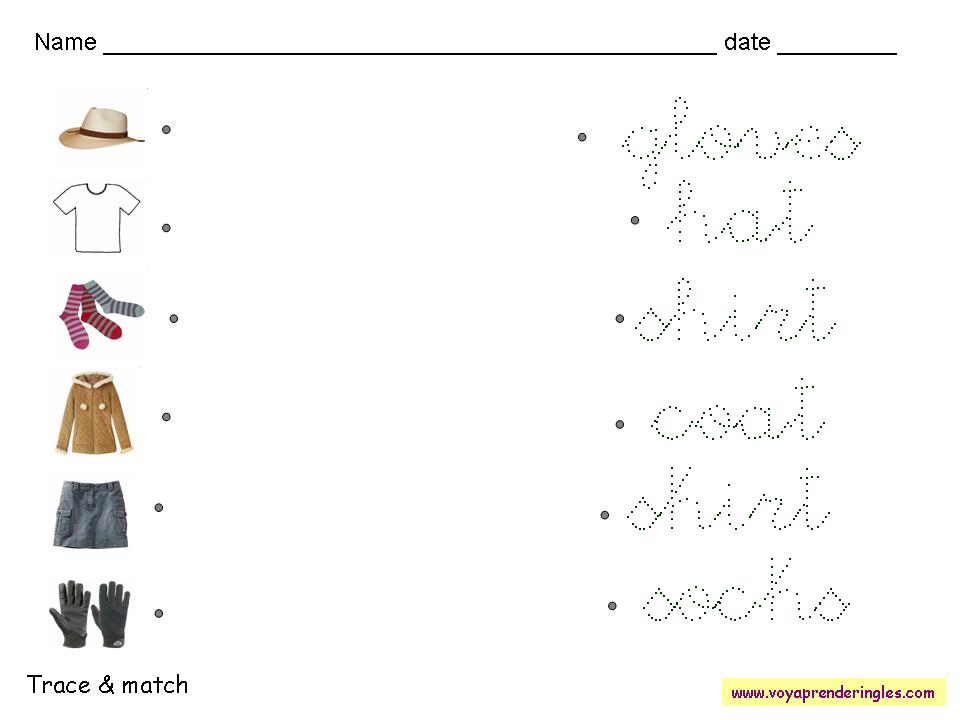 pico Vaticinador Confusión Worksheets Clothes 04 - Fichas Alfabeto en Inglés - Voy Aprender Inglés