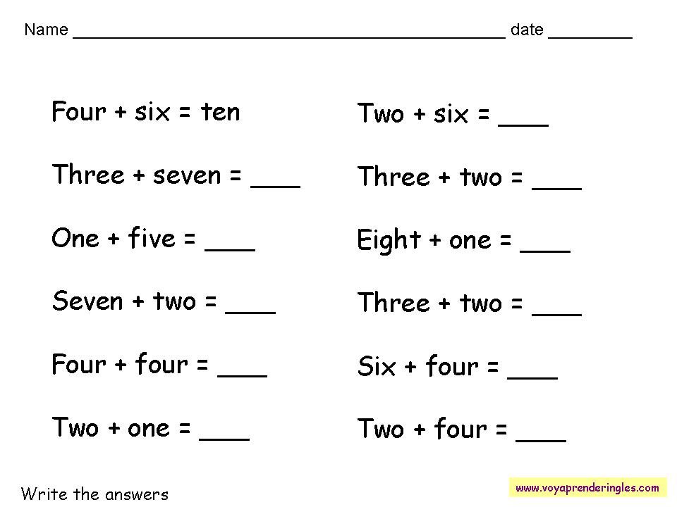 Worksheets Numbers 09 - Fichas en Inglés los Números