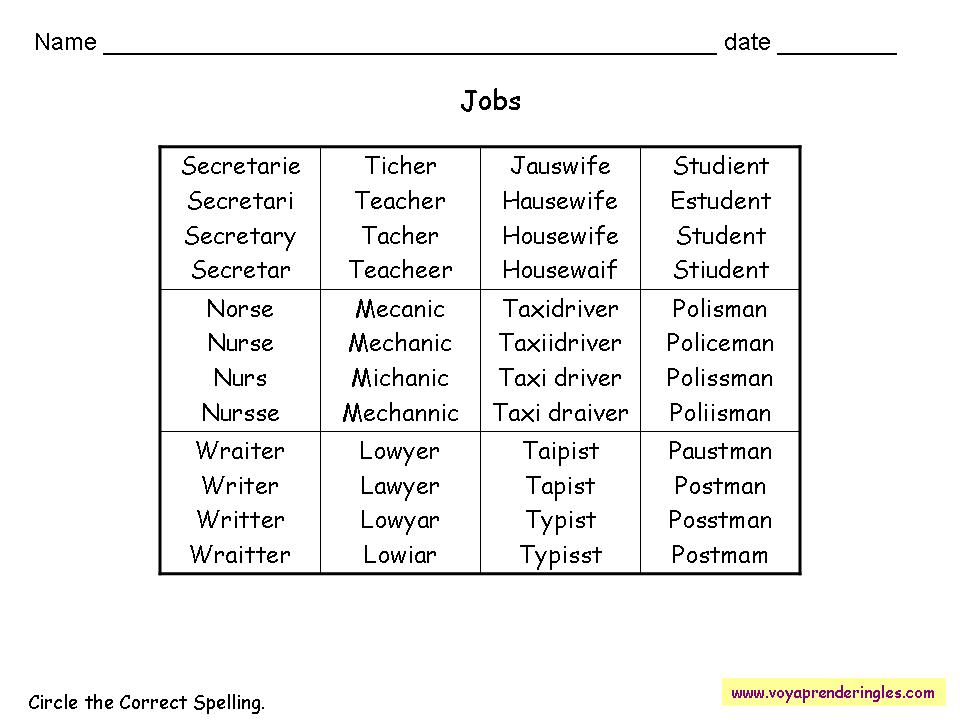 Worksheets Vocabulary 09 - Fichas en Inglés Vocabulario