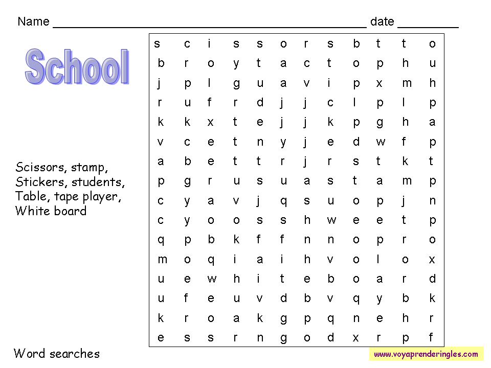 Worksheets Wordsearches 11 - Sopas de Letras en Inglés