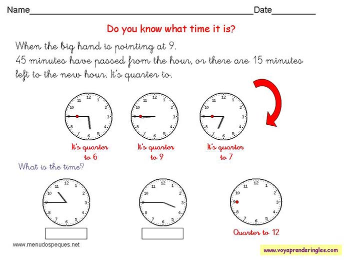 Worksheets The Clock 12 - Fichas Infantiles en Inglés el Reloj