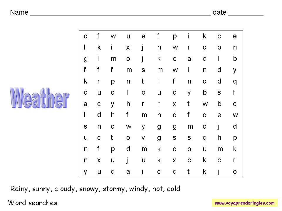 Worksheets Wordsearches 12 - Sopas de Letras en Inglés