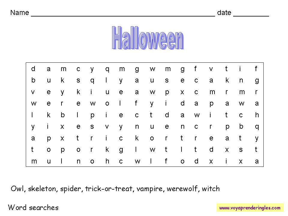 Worksheets Wordsearches 14 - Sopas de Letras en Inglés