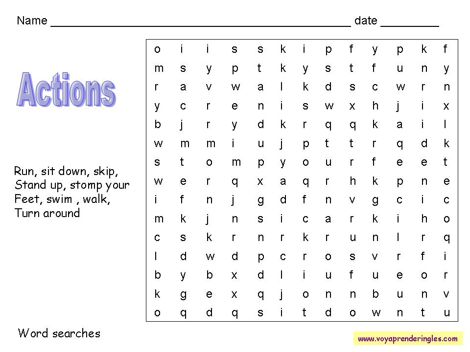 Sopas de Letras en Inglés