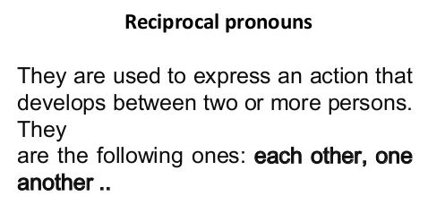 Pronombres Recíprocos en ingles
