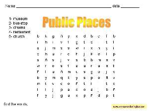 Public Places 01 - Fichas Infantiles en Inglés la Ciudad