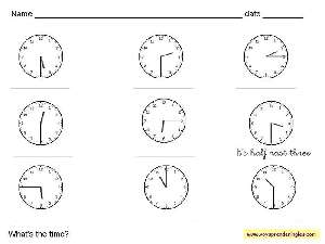 Worksheets The Clock 01 - Fichas Infantiles en Inglés el Reloj