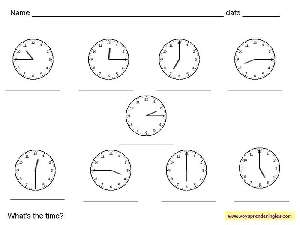 Worksheets The Clock 03 - Fichas Infantiles en Inglés el Reloj