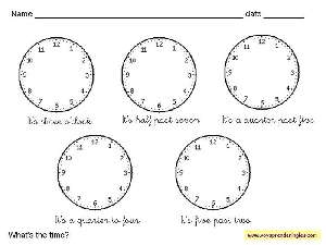 Worksheets The Clock 04 - Fichas Infantiles en Inglés el Reloj