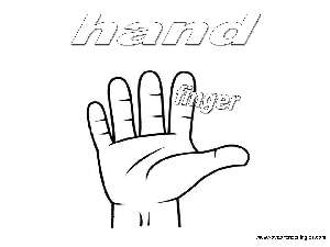 Hand, Finger - Dibujos Cuerpo Humano para Colorear en Inglés