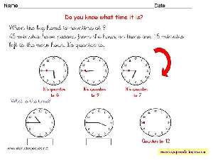 Worksheets The Clock 12 - Fichas Infantiles en Inglés el Reloj