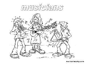 Musicians - Dibujos Profesiones para Colorear en Inglés